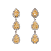 14K Two Tone Triple Pear Shape Yellow Diamond Dangles